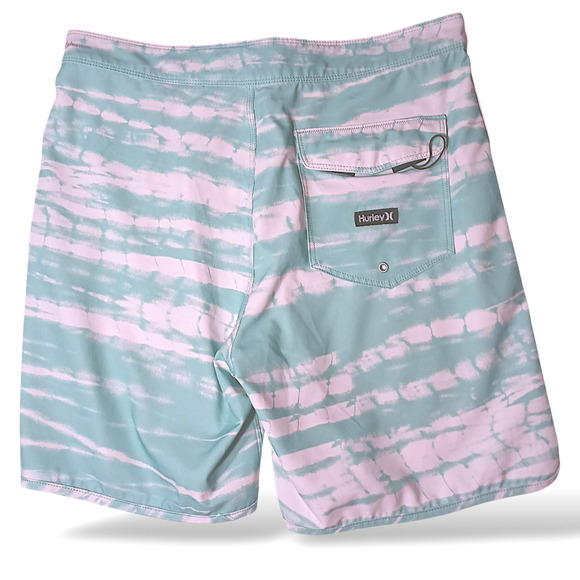 Hurley Phantom Tigerbyte Board Shorts Mens Sz 32 Aqua White Swim Stretch Tie Dye - Picture 2 of 12